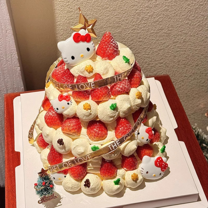 网红圣诞节树kt猫许愿树蛋糕装饰小猫HelloKitty摆件烘焙装扮插件,淘宝优惠券,粉丝福利购,淘宝优惠卷