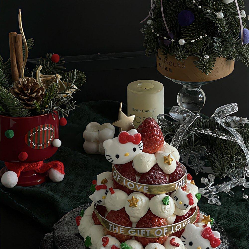 网红圣诞节许愿树蛋糕装饰HelloKitty圣诞蝴蝶结kt猫摆件烘焙插件,淘宝优惠券,粉丝福利购,淘宝优惠卷