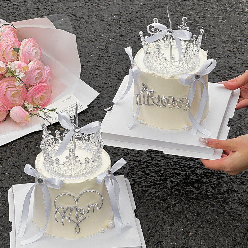 2025母亲节快乐水晶皇冠蛋糕摆件装饰丝带蝴蝶结水钻仙女妈妈插牌,淘宝优惠券,粉丝福利购,淘宝优惠卷