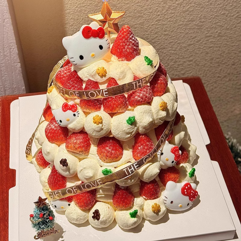 网红圣诞节树kt猫许愿树蛋糕装饰小猫HelloKitty摆件烘焙装扮插件,淘宝优惠券,粉丝福利购,淘宝优惠卷