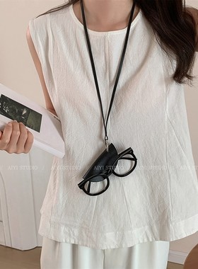 韩国皮质饺子包项链眼镜挂链磁吸长款毛衣链轻奢高级感脖子配饰女