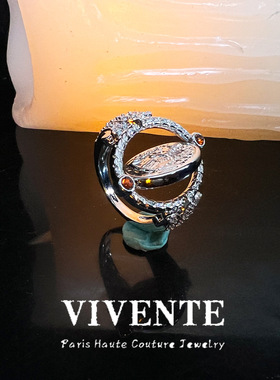 复古古币浮雕翻转戒指 铜镀真金ins跨境热销小众设计中古不掉色戒