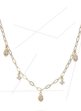 源头欧美小众复古蛇型项链蛇项链锆石毛衣链钛钢嵌坠颈链吊