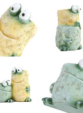 解压青蛙表情树脂工艺品创意搞怪青蛙款表情多肉家居庭院花盆摆件