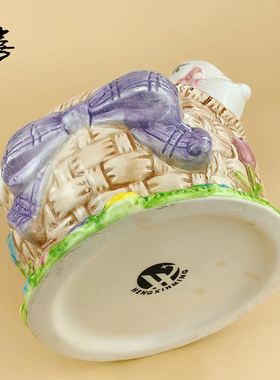 陶瓷提篮仓鼠造景兔子糖果收纳储物罐调料罐甜品碗花篮礼物