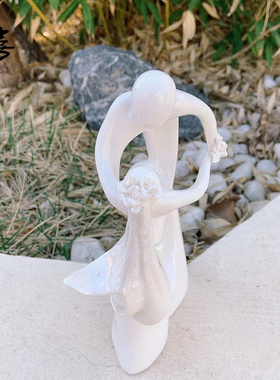 摆件现代简约客厅ins风白色陶瓷出口美式外贸婚礼新婚浪漫几何