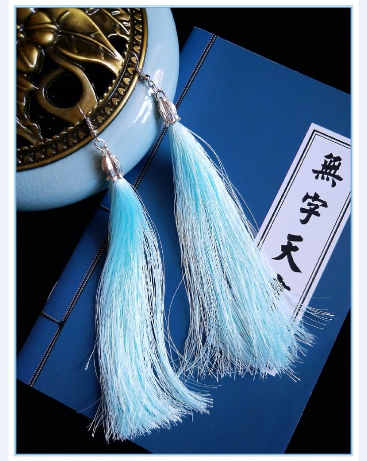 无赦 古风流苏耳钩 汉服百搭简约耳饰复古装清新娘耳坠长耳环cos - 图1