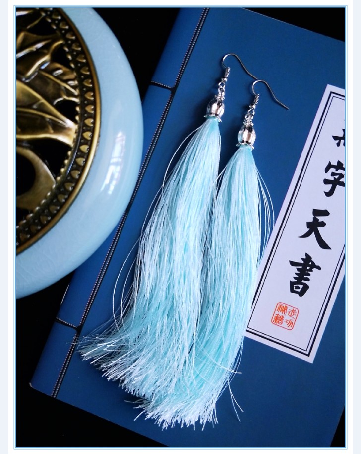 无赦 古风流苏耳钩 汉服百搭简约耳饰复古装清新娘耳坠长耳环cos - 图0