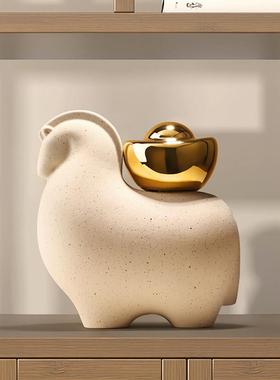 贝汉美新中式马上有钱摆件客厅电视柜办公室酒柜装饰乔迁开 业礼