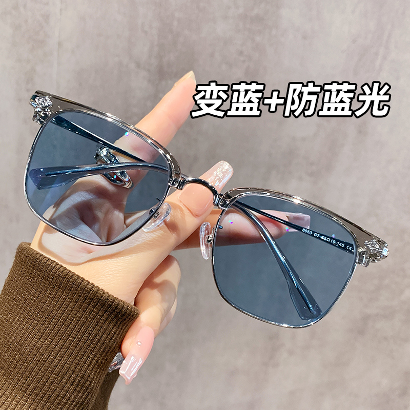 半框眼镜近视男潮痞帅日系复古眼镜框男款高级感大框可配度数镜片