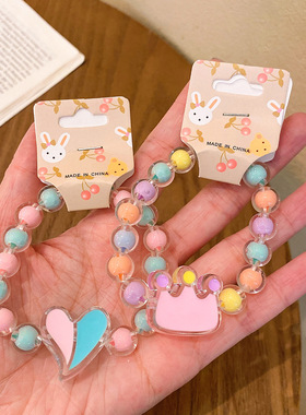 卡通儿童手链女公主果冻色串珠可爱女童宝宝手环学生首饰手串饰品