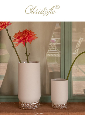 昆庭花瓶瓷器镀银底座