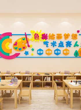 美术培训班亚克力文化墙装饰墙贴