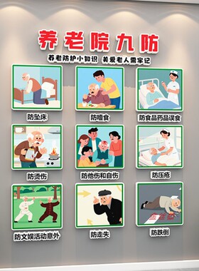 老年人九防标识养老院文化墙贴