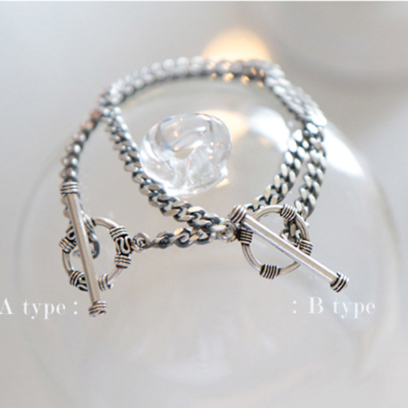 S925银链条手链女个性气质小众纯银T扣银饰手链,淘宝优惠券,粉丝福利购,淘宝优惠卷