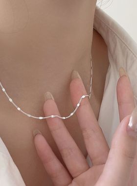 S925纯银侧身间珠项链