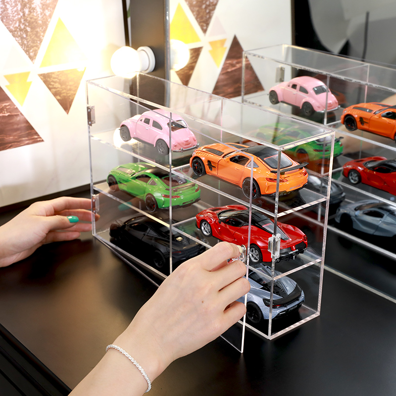 亚克力合金模型小汽车收纳盒1:32儿童口袋车风火轮多美卡展示置架 - 图1