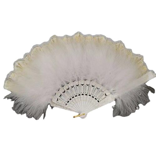 走秀复古风扇网红古典折扇超仙蕾丝旗袍扇舞蹈新款羽毛扇洛丽塔 - 图3