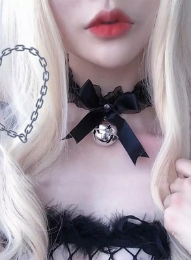 黑白色蕾丝小铃铛软妹风女仆项链