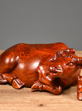 花梨实木雕刻十二生肖送礼品水牛