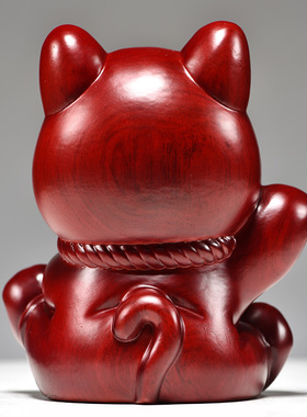 摆件前台招财猫陈古木质