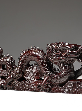 黑檀实木质龙摆件木雕刻龙生肖龙飞龙摆件家居客厅办公装饰送礼品