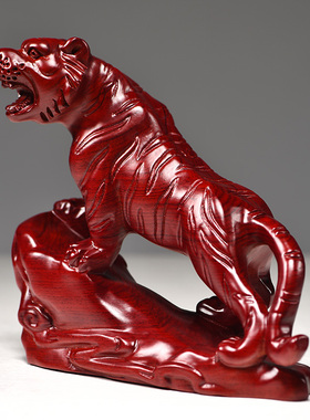 摆件客厅生肖虎陈古木质