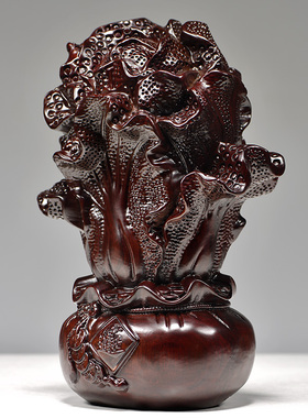 黑檀木雕刻白菜摆件实木百财雕刻家居摆设客厅酒柜装饰开业送礼品