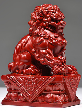 红花梨木雕狮子摆件红木工艺实木