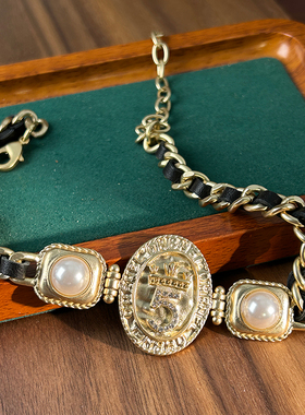 欧美小香风镶钻数字5珍珠锁骨链