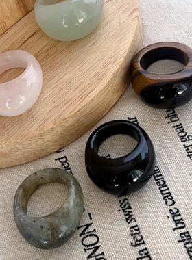 男女同款轻奢多色天然石圆润指环