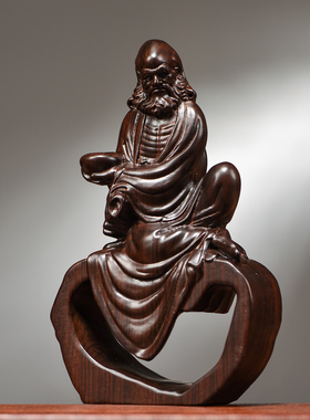 黑檀木雕达摩祖师佛像摆件禅意