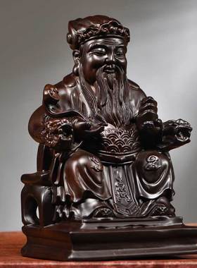 木雕福德正神土地公神像摆件实木