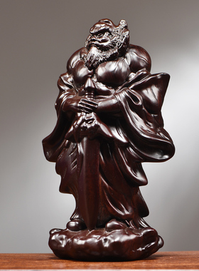 木雕天师钟馗神像摆件实木福神