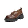 Belle gilt Lok Fu retro thick-soled jk shoes women's 25 new black small leather shoes deep mouth single shoes E1Y1D