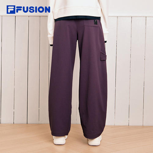 FILA FUSION斐乐潮牌梭织长裤女裤2026春季弯刀裤T11W613801F - 图0