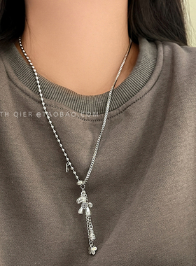 马上有钱复古拼接流苏锁骨链女ins嘻哈个性卫衣链2025新款项链夏