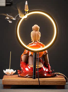 复古紫砂保平安观音桌面摆件