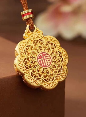 金色描金珐琅彩镶钻颐莲牡丹花长款毛衣链项链女吊坠配饰女士饰品