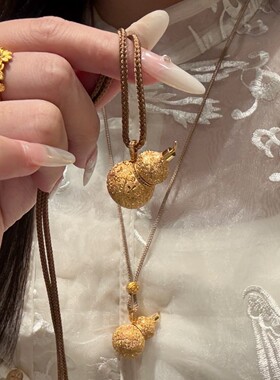 胖墩葫芦拉丝如意丝绒香囊葫芦毛衣链长款项链女轻奢小众高级感