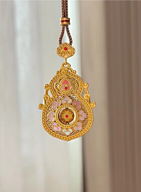 葫芦粉贝新中式镂空福绿长款项链女轻奢毛衣链吊坠配饰女士饰品款