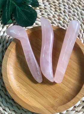 天然玉石粉晶美容按摩棒点穴棒刮痧板水晶拨筋棒面部拨经棒拔筋棒