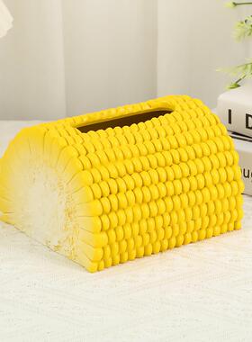玉米纸巾盒可爱抽纸盒创意轻奢高级艺术感纸盒车载卫生纸巾收纳盒