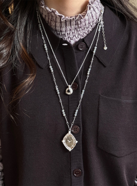 ATELIERSO倪索 贝母怀表项链克拉烟花锁骨链礼物气质高级感吊坠