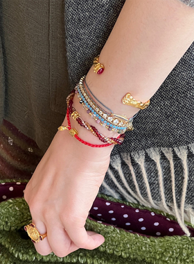 MONSECRET 棕榈辉光双排手链轻奢高级感手串手镯配饰节日礼物女