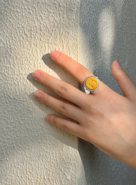 SALE E PEPE胡椒盐 纯银黄东陵酒神泪滴戒指 原创小众设计师指环