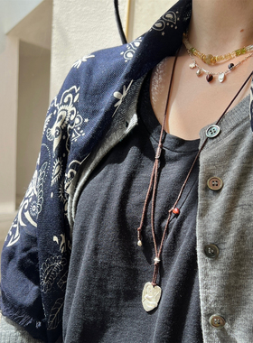 明星款 SALE E PEPE胡椒盐 七夕纯银拥抱编绳项链 爱心吊坠锁骨链