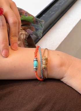 Bohemian Rhapsodie 手链法国小众复古手工天然石彩色串珠礼物