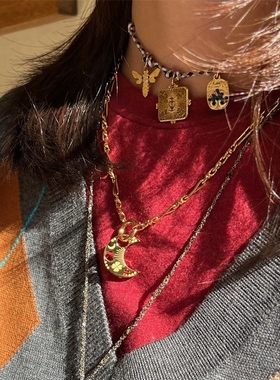 特价Camille Enrico法国手工刺绣金属耳环吊坠项坠百搭多元素配饰