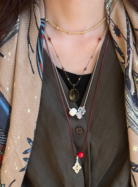 T.MAJOR 白光花序白水晶曼陀罗吊坠长项链银色OT扣毛衣链精致高级